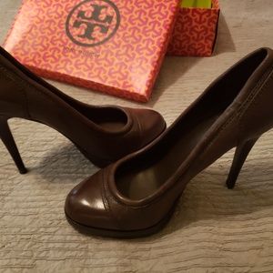 Tory Burch Leather Brown Pumps, Size 11M, 5" Heel